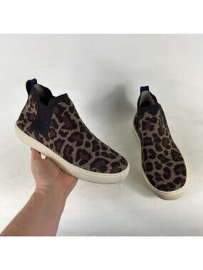 Rothy's Chelsea Shoes Women's 8.5 Leopard Print Slip-On High Top Sneakers